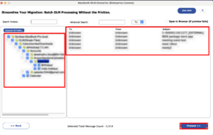 Expand the hierarchy, preview the entire mailbox folder, and click Next to move ahead.