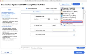 Select ICS as the saving output format