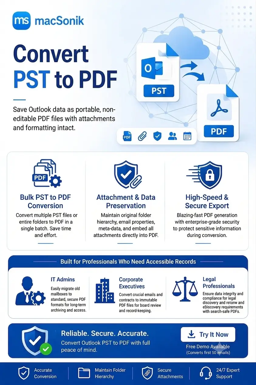 Convert PST file to PDF