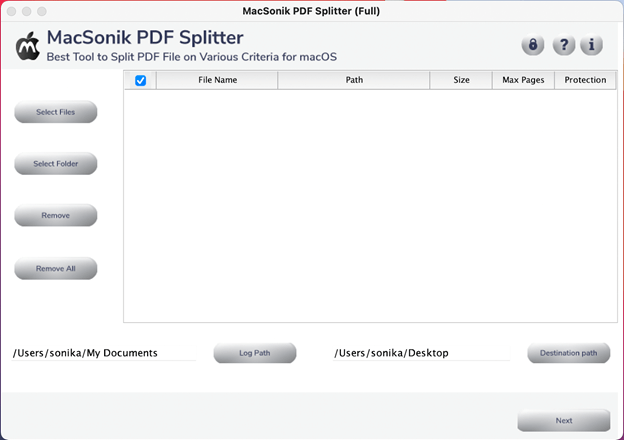 MacSonik PDF Splitter Tool software