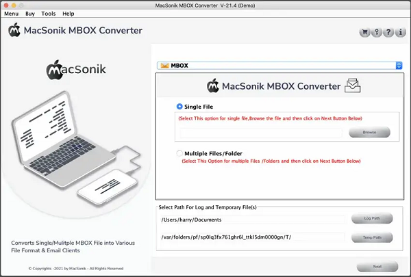 MacSonik MBOX Converter Tool Screenshot