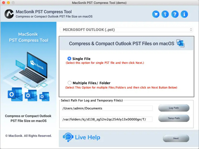 PST Compress Tool for Mac